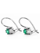 Ασήμι 925 14k 583 Emerald Σκουλαρίκια vec053s Russian Soviet USSR Vintage craft Art Deco style